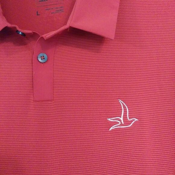 Adidas Red Pinstriped Polo Shirt - Picture 3 of 5